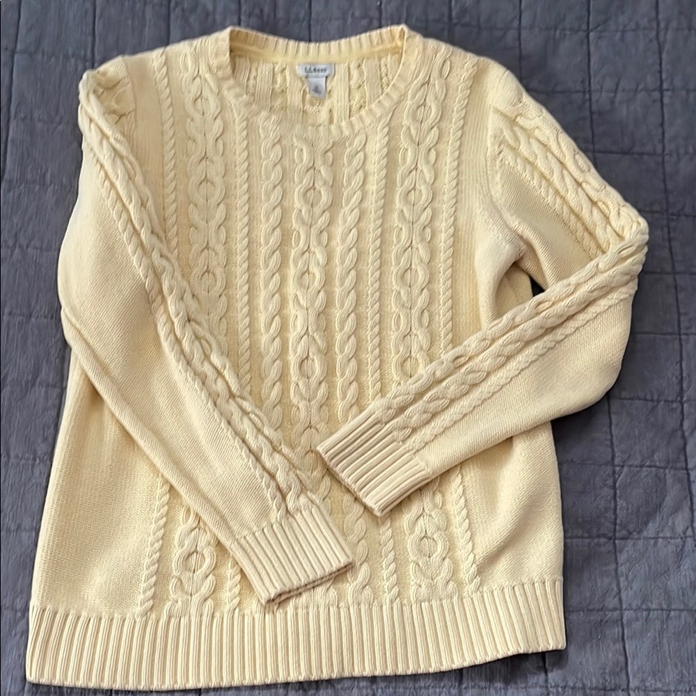 L.L. Bean Yellow Cable Knit Sweater
